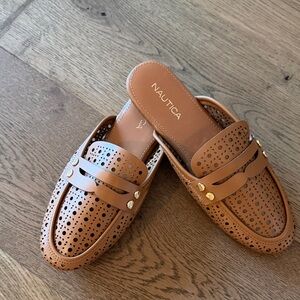 Nautica Tan Perforated Slip-On Loafers